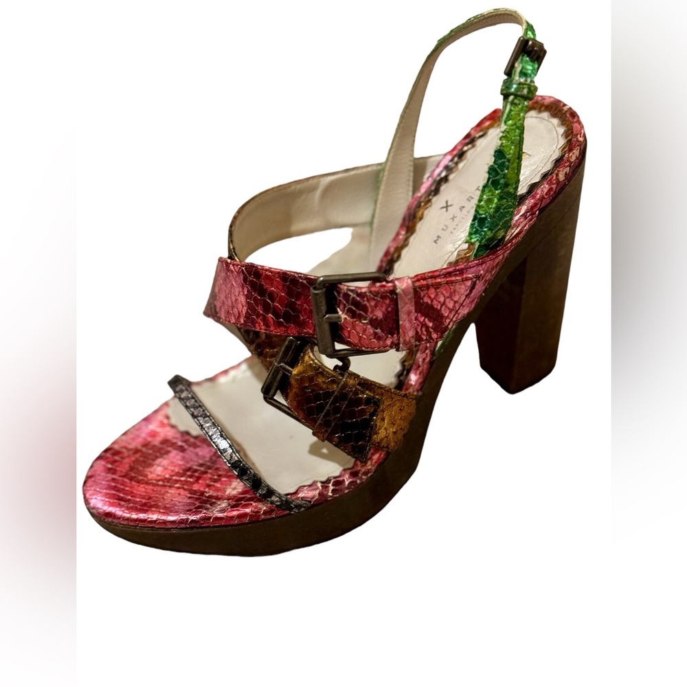 Colorful Metallic Python Sandals - image 1